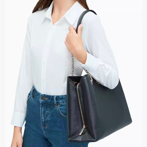 NWT KATE SPADE LARGE Black Jordyn Chain Tote retails $449 - Picture 3 of 8
